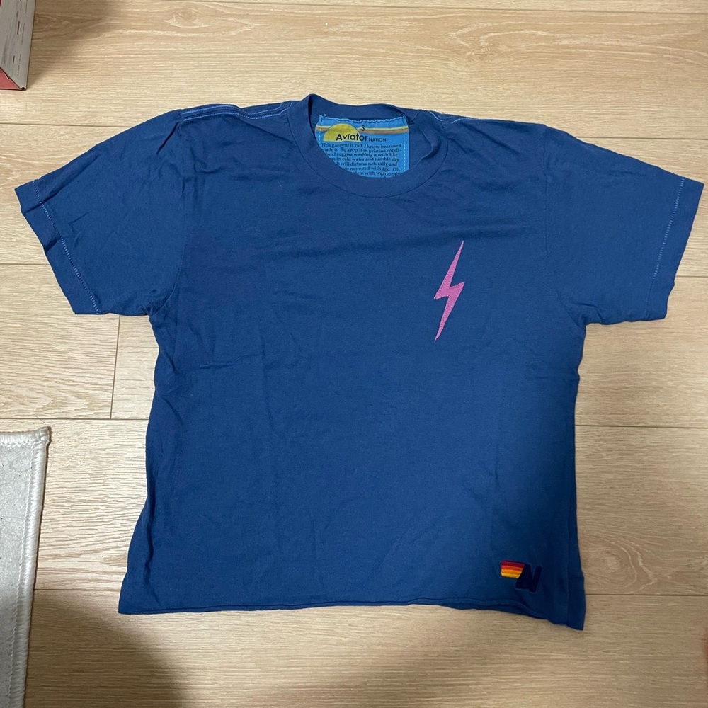 Aviator Nation EUC Stitch Boyfriend Tee Sz S